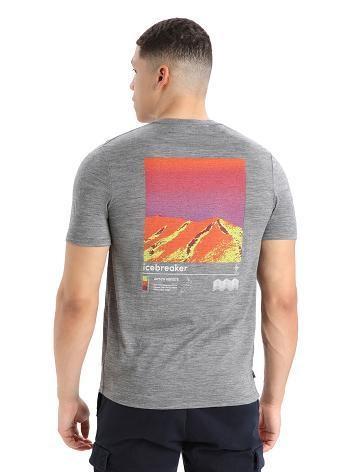 Men's Icebreaker Merino Tech Lite II Short Sleeve Alpine Zone T Shirts Gritstone Heather | CA 1769GSOL